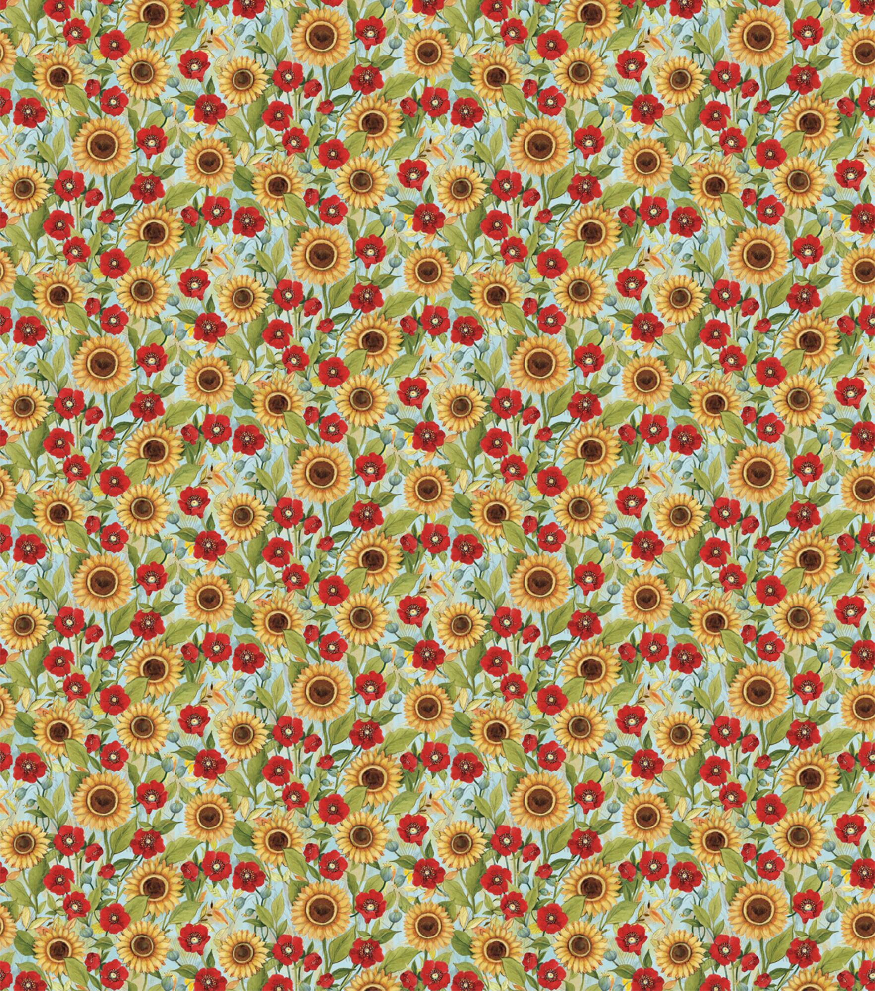 Susan Winget Tossed Floral with Sunflowers Cotton Fabric